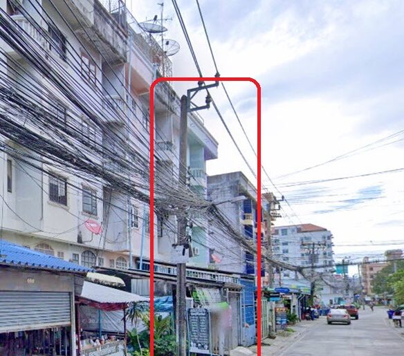 MRT ศรีแบริ่ง 600ม.ให้เช่าอาคาร 4.5ชั้น รวมดาดฟ้า ไทย-สิงคโปร์ 4น